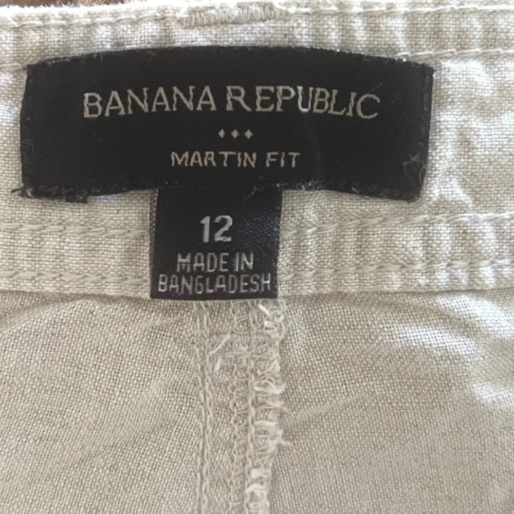 Banana Republic Beige Cotton‎ Linen Cropped Cargo Pants 12